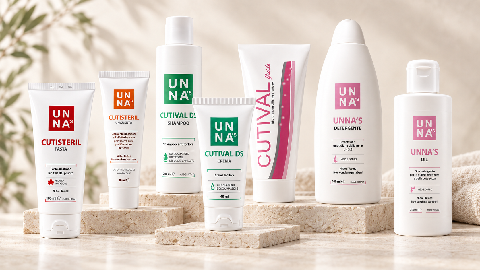 Gamma completa dei prodotti dermocosmetici Unna's